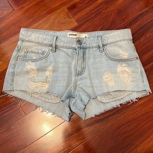 Garage Low Waisted Distressed Denim Shorts
